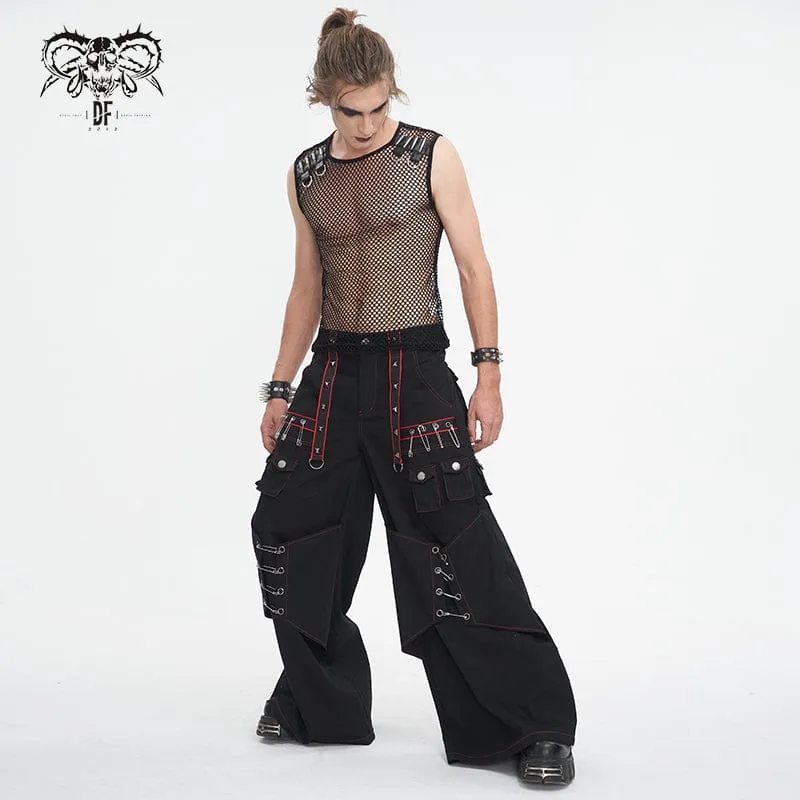 Men's Gothic Pin Studded Flared Pants