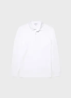 Men's Long Sleeve Piqué Polo Shirt in White