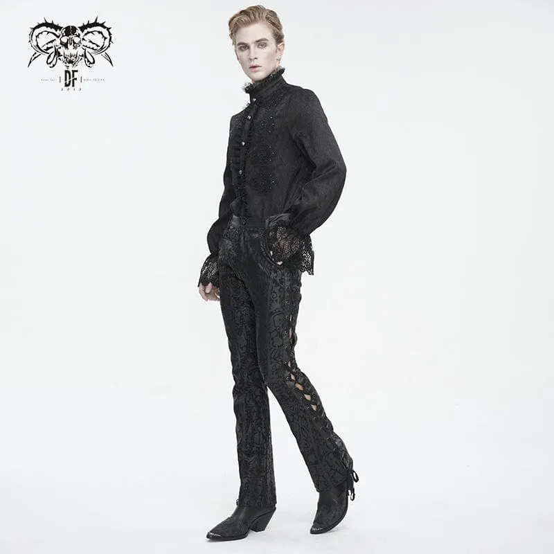 Men's Punk Lace-up Totem Printed Flared Pants