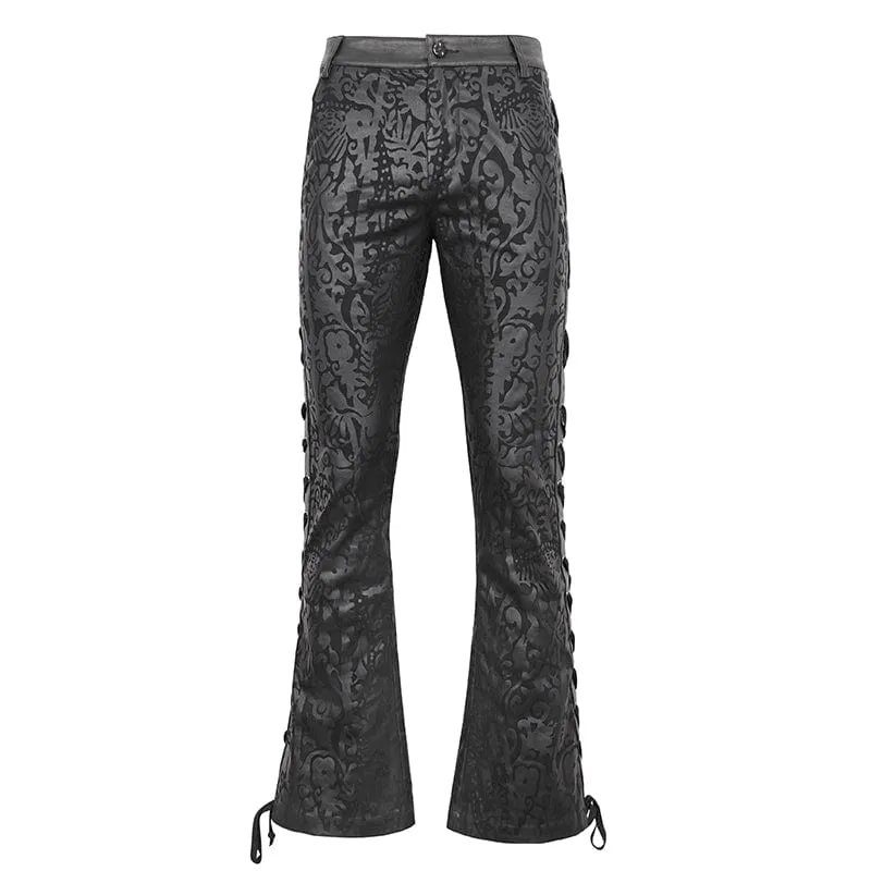 Men's Punk Lace-up Totem Printed Flared Pants