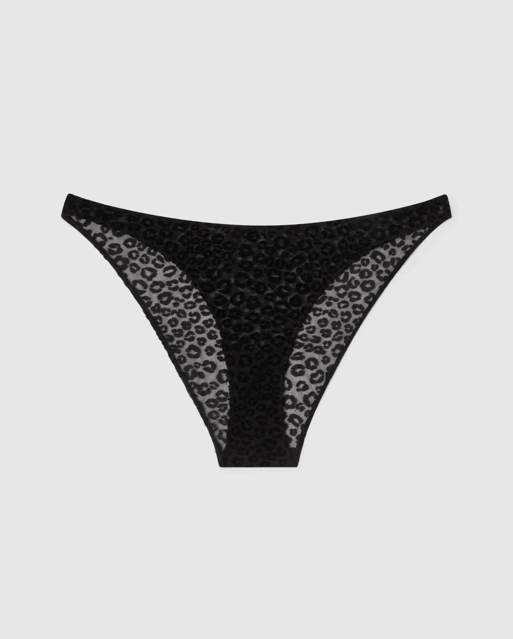 Mesh Bikini Briefs Black Leopard