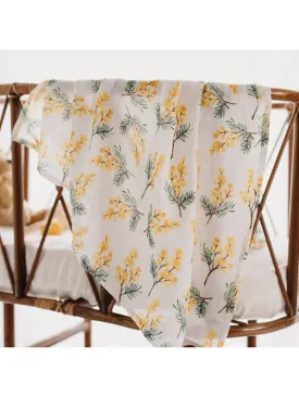 Muslin Swaddle Baby Blanket, Organic - Mimosa Flowers