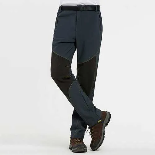 Outdoor Water-repellent Soft Shell Pants Men's Warm Fleece Lining Sport Climbing Pants