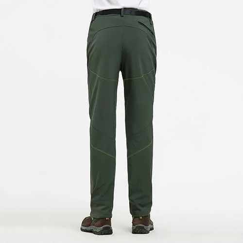 Outdoor Water-repellent Soft Shell Pants Men's Warm Fleece Lining Sport Climbing Pants