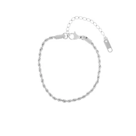 Passion Waterproof 2mm Rope Bracelet Silver Plating