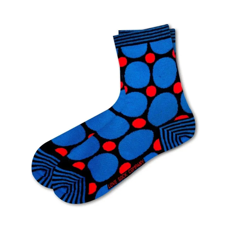 Polka Dots Women Fun Colorful Blue Quarter Crew Socks (W)