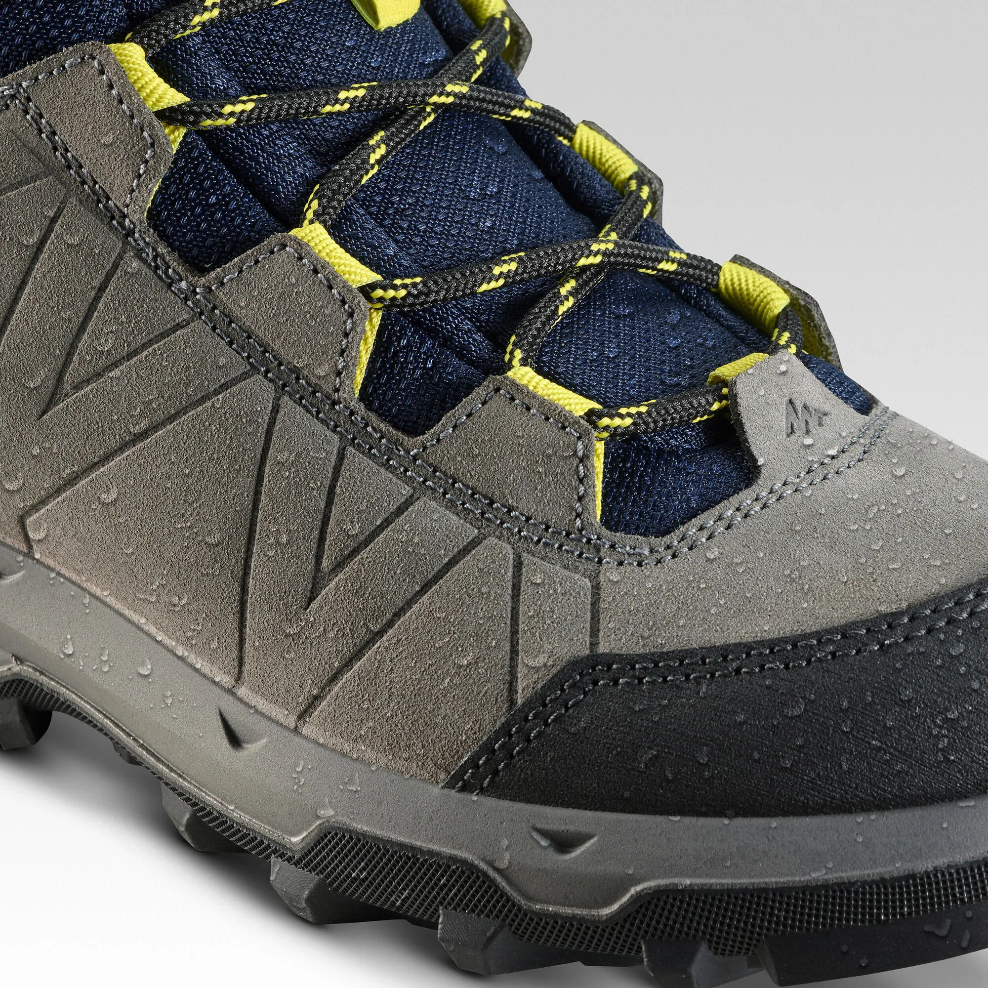 Quechua Kids' Waterproof Mountain Walking Boots 10-6 MH500 Blue Grey