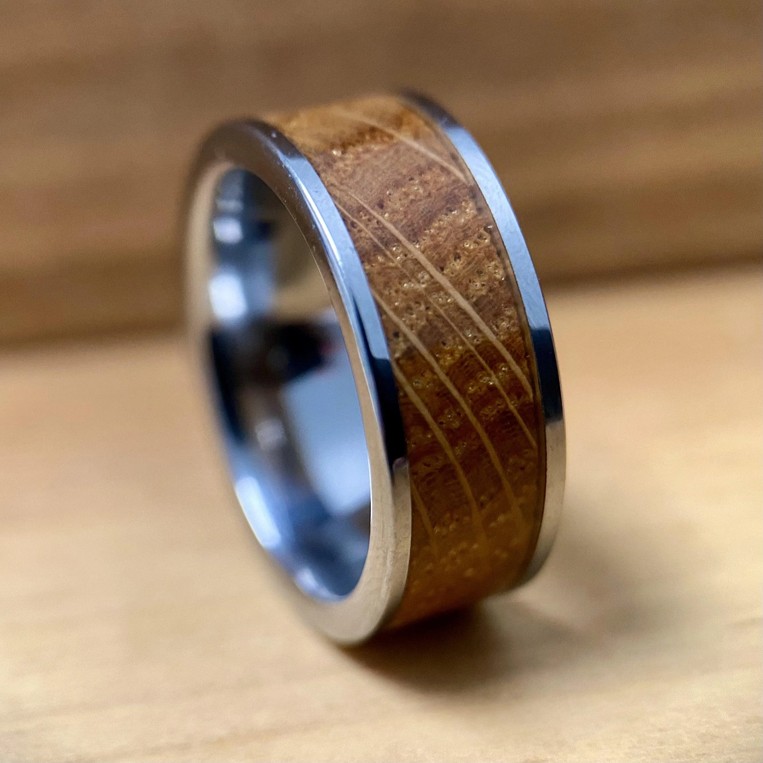 "The Louisville" Kentucky Straight Bourbon Whiskey Barrel Tungsten Ring