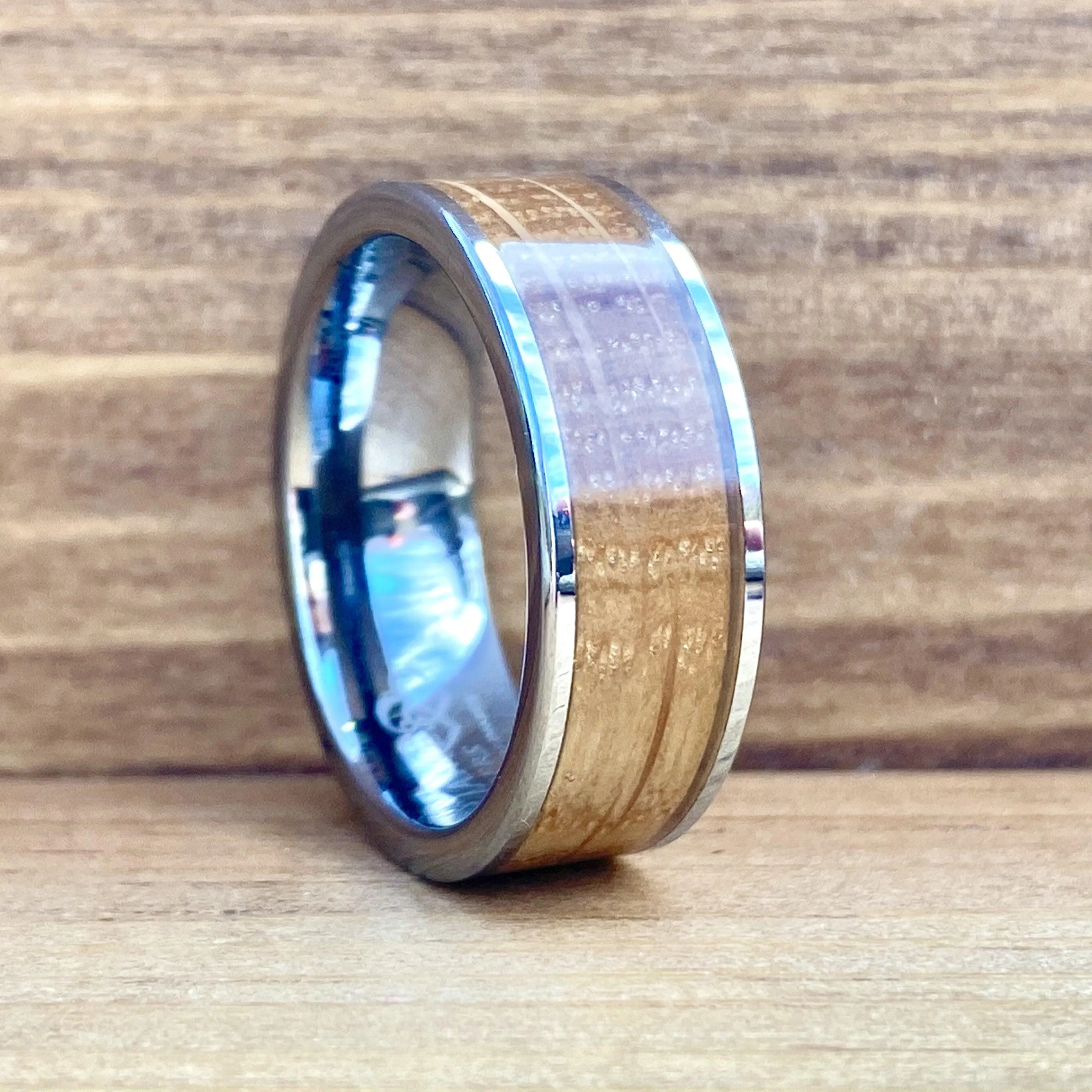 "The Louisville" Kentucky Straight Bourbon Whiskey Barrel Tungsten Ring