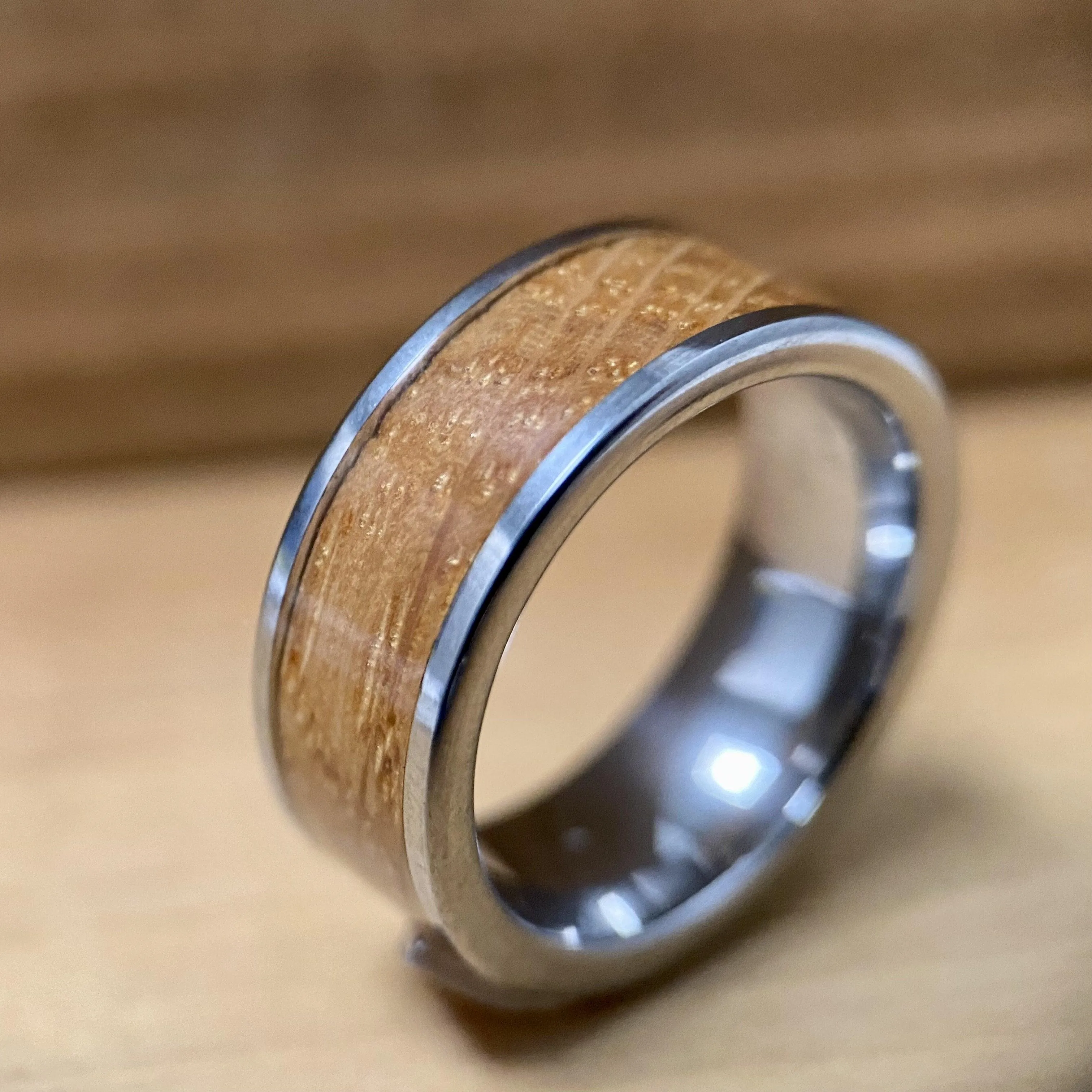 "The Louisville" Kentucky Straight Bourbon Whiskey Barrel Tungsten Ring