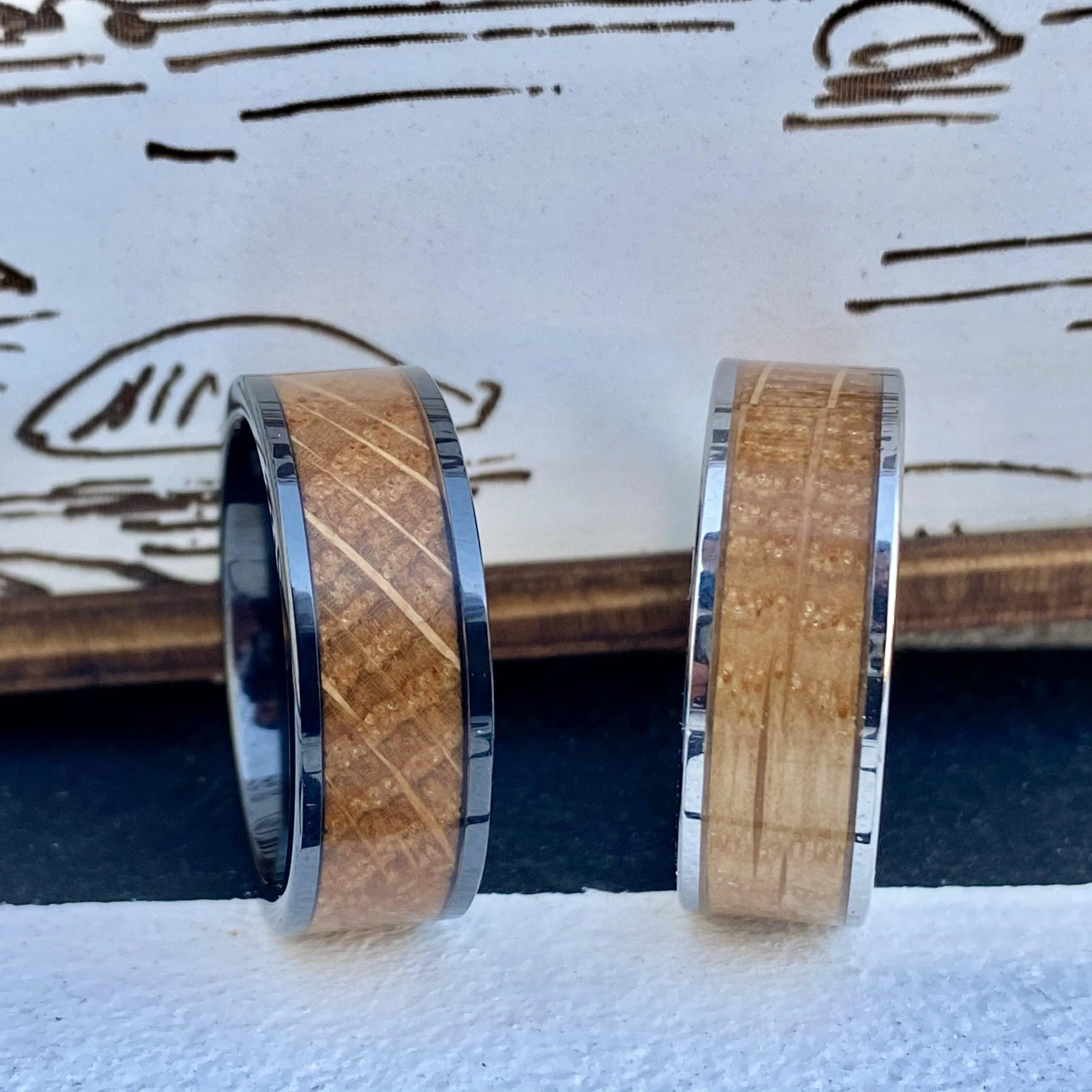 "The Louisville" Kentucky Straight Bourbon Whiskey Barrel Tungsten Ring