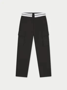 REVERSE WAISTBAND SMART CARGO TROUSER - BLACK