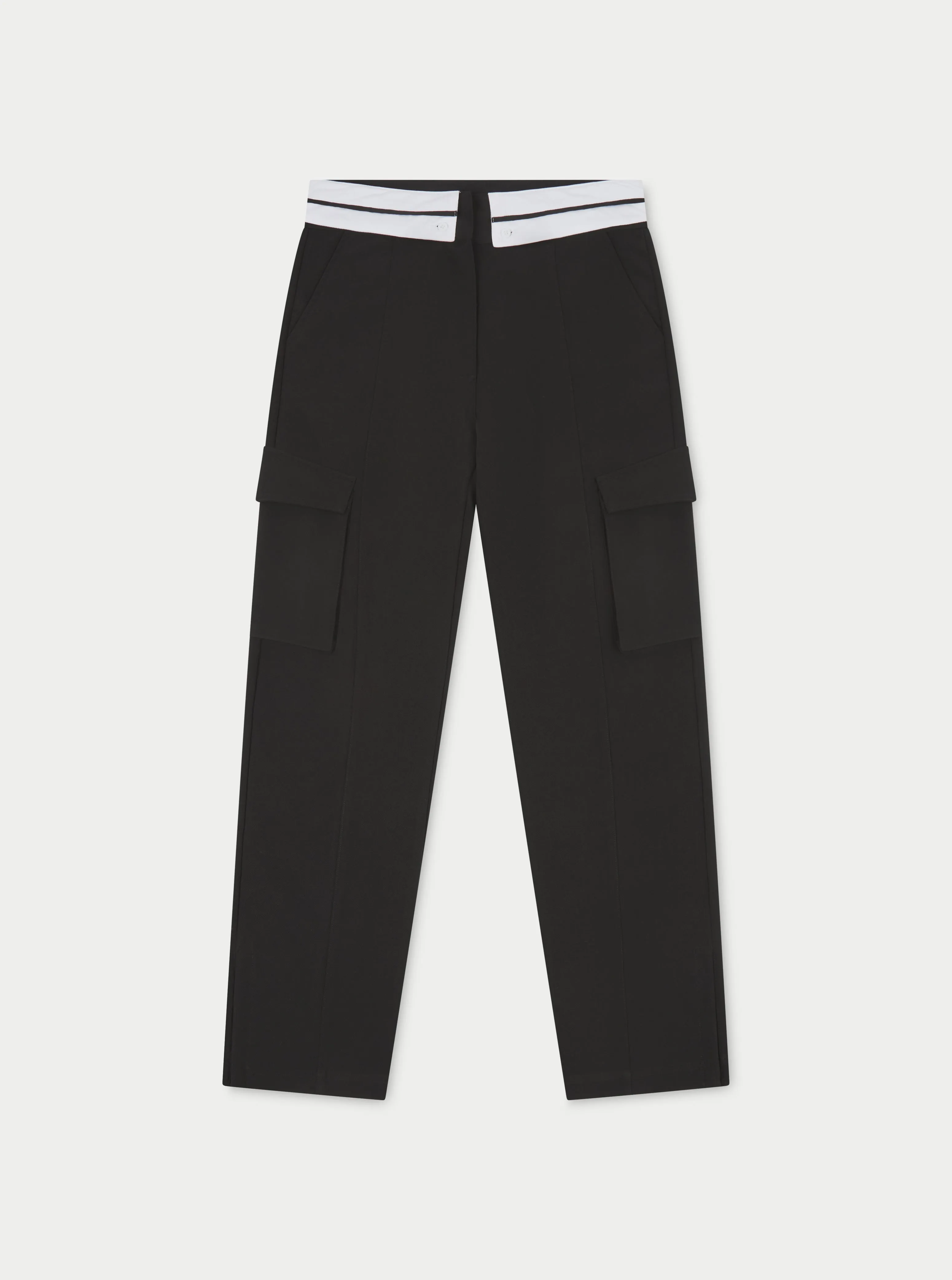 REVERSE WAISTBAND SMART CARGO TROUSER - BLACK