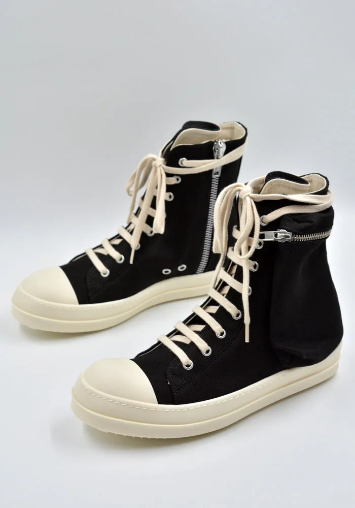 RICK OWENS DRKSHDW DU02D2801 DO CARGO DENIM SNEAKERS BLACK/MILK (New Season FW24)