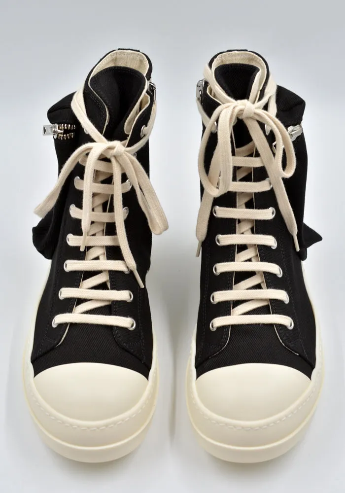 RICK OWENS DRKSHDW DU02D2801 DO CARGO DENIM SNEAKERS BLACK/MILK (New Season FW24)