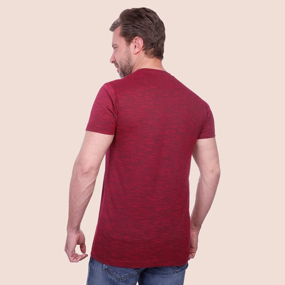 ROUND NECK TEXTURED T-SHIRT - WINE