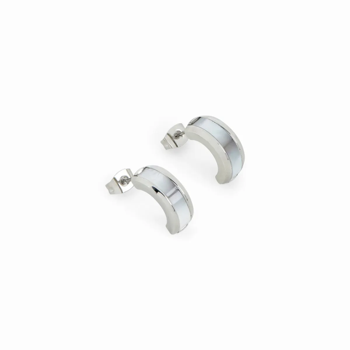 Shell Stud Earrings - Silver