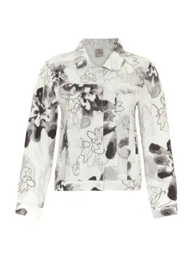 Simply art by Dolcezza - Linen Jacket - Off White Grey Flowers