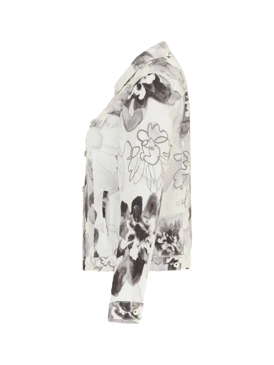 Simply art by Dolcezza - Linen Jacket - Off White Grey Flowers