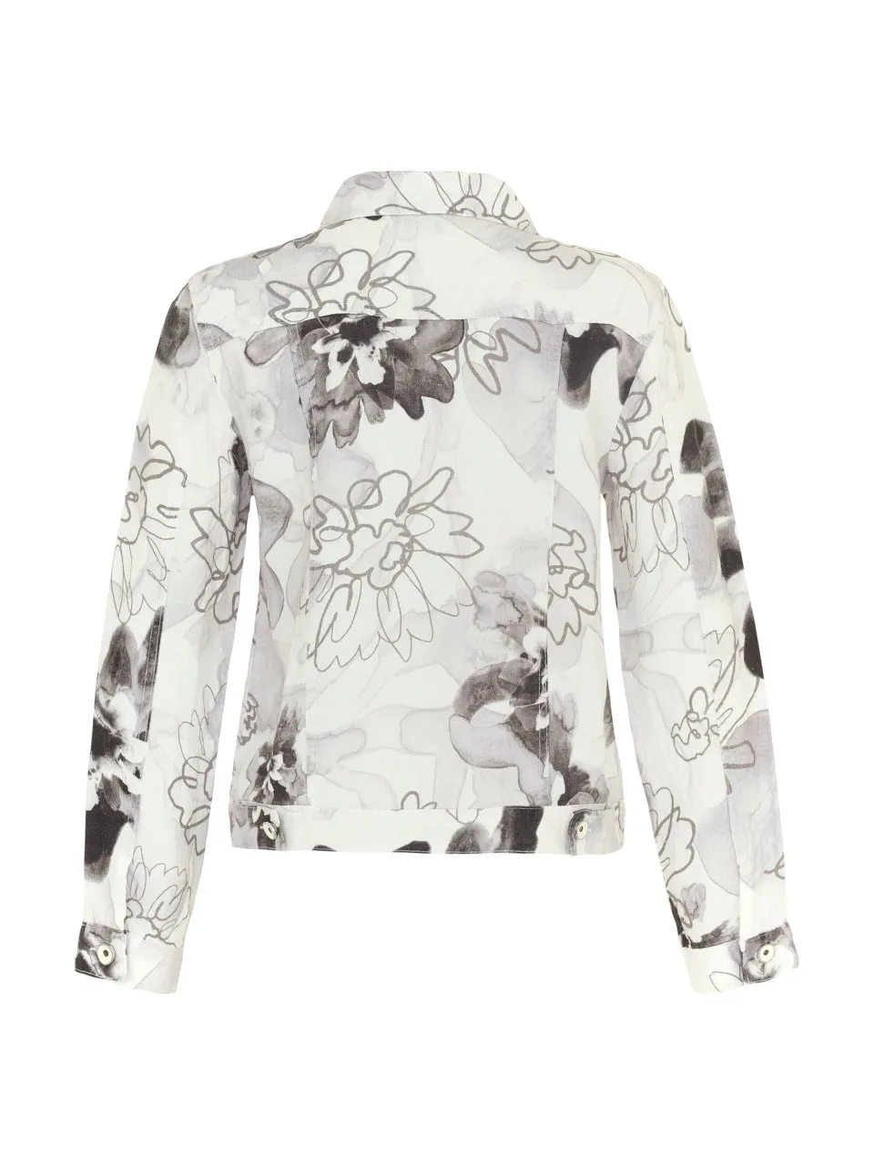 Simply art by Dolcezza - Linen Jacket - Off White Grey Flowers