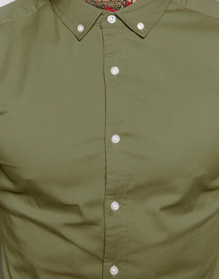 Skinny Shirt in Khaki Twill