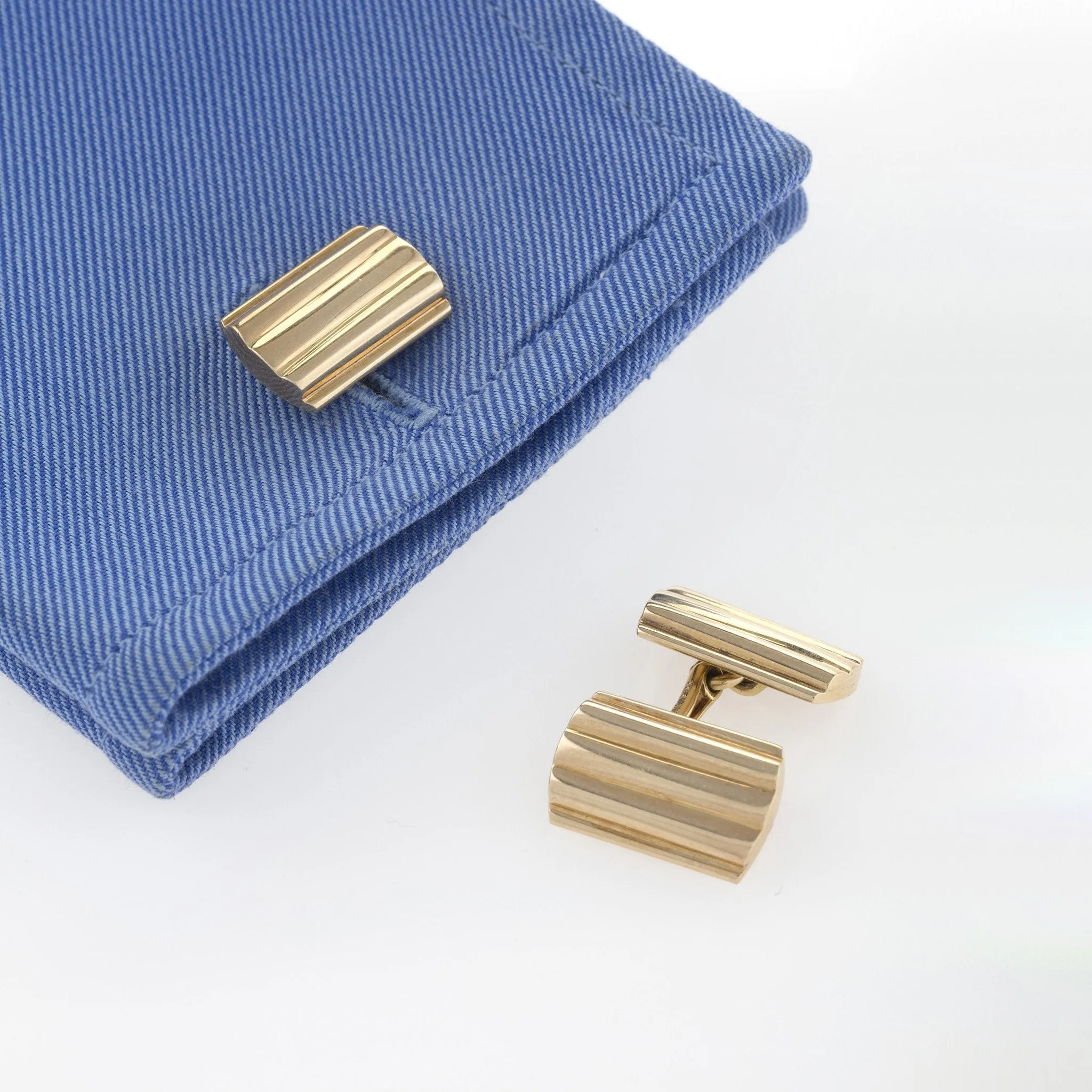 Tiffany & Co. Ribbed Gold Cuff Links