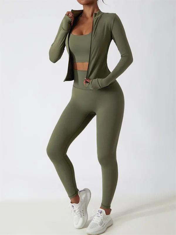 Women's Breathable Quick Drying Long Sleeved Zip Up Active Wear Top