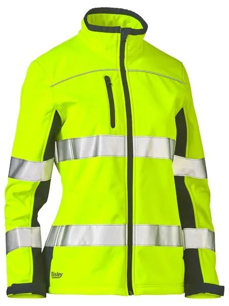 WOMEN'S TAPED TWO TONE HI VIS SOFT SHELL JACKET BJL6059T